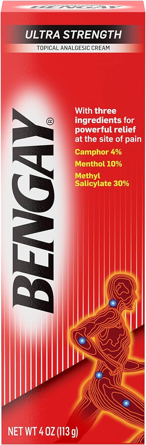 Bengay Ultra Strength Topical Supports comfort Cream.