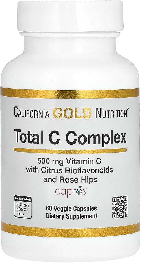 CALIFORNIA GOLD NUTRITION Complete Vitamin C Complex Enhanced with Ascorbic Acid and Amla Extract, Citrus Bioflavonoids, and Rosehip Extract, 500 mg, 60 Capsules