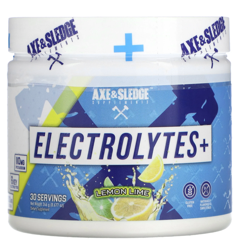 Axe & Sledge Supplements Electrolytes+ – Lemon Lime, 8.677 oz (246 g)