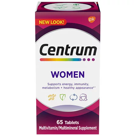 Centrum Multivitamin for Women, Multivitamin/Multimineral Supplement with Iron,Vitamins D3 – 65 Tablets سنتروم ، فيتامينات و معادن متعددة للنساء ، مع الحديد وفيتامين د3، 65 حباية