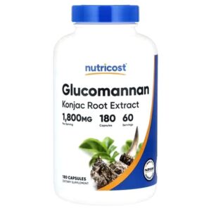 Nutricost مستخلص جذر الكونجاك جلوكو مانان، 180 كبسولة (600 ملغ لكل كبسولة)