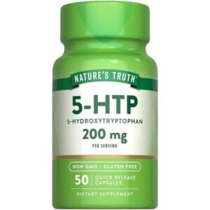 Premium 5-HTP 200mg Serotonin Support – Extra Strength Formula for Mood, Stress Relief & Better Sleep – 50 Veggie Capsules for Natural Brain & Emotional Well-Being