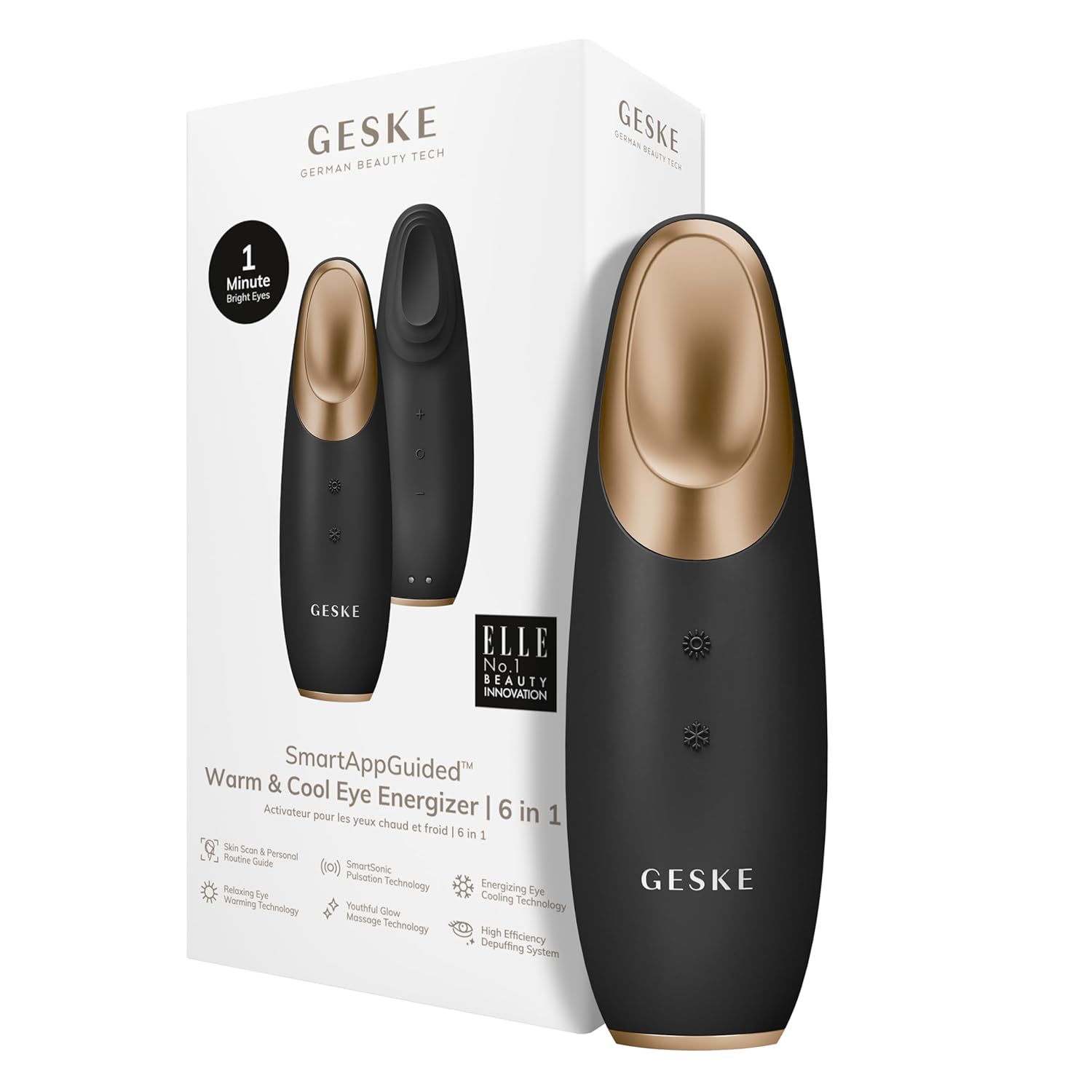 GESKE Warm & Cool Eye Energizer | 6-in-1 Smart Eye Massager