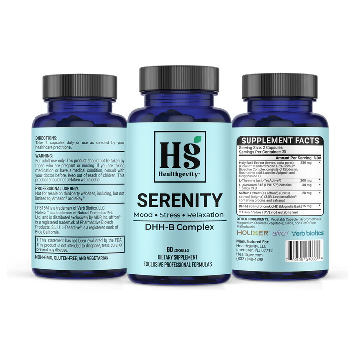 Healthgevity Serenity Review | DHH-B Complex for Anxiety | 60 capsules