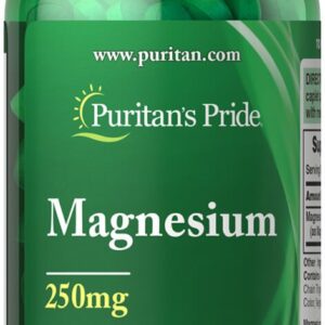Puritan’s Pride Magnesium, 250mg, Vegetarian Dietary Supplement, Supports Daily Wellness, 100 Coated Caplets, Made in USA