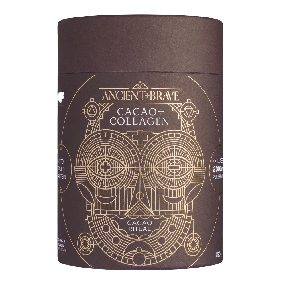 Ancient + Brave Cocoa + Collagen 250 g Raw Cocoa & Grass-Fed Collagen Organic Cocoa Ashwagandha Keto