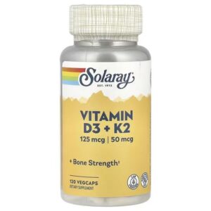Solaray Vitamin D3 + K2 120 Vegetarian Capsules