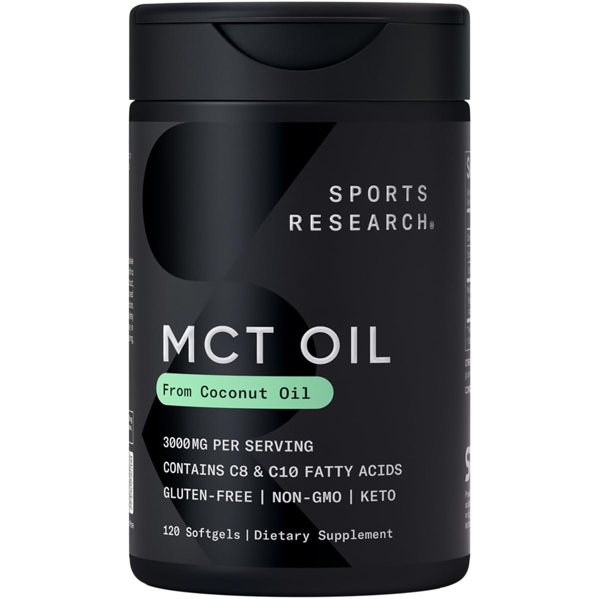 Sports Research Keto MCT Oil Capsules derived from Coconut Oil Keto Fuel for The Brain & Body Derived from Non-GMO Coconuts (120 Soft gels)