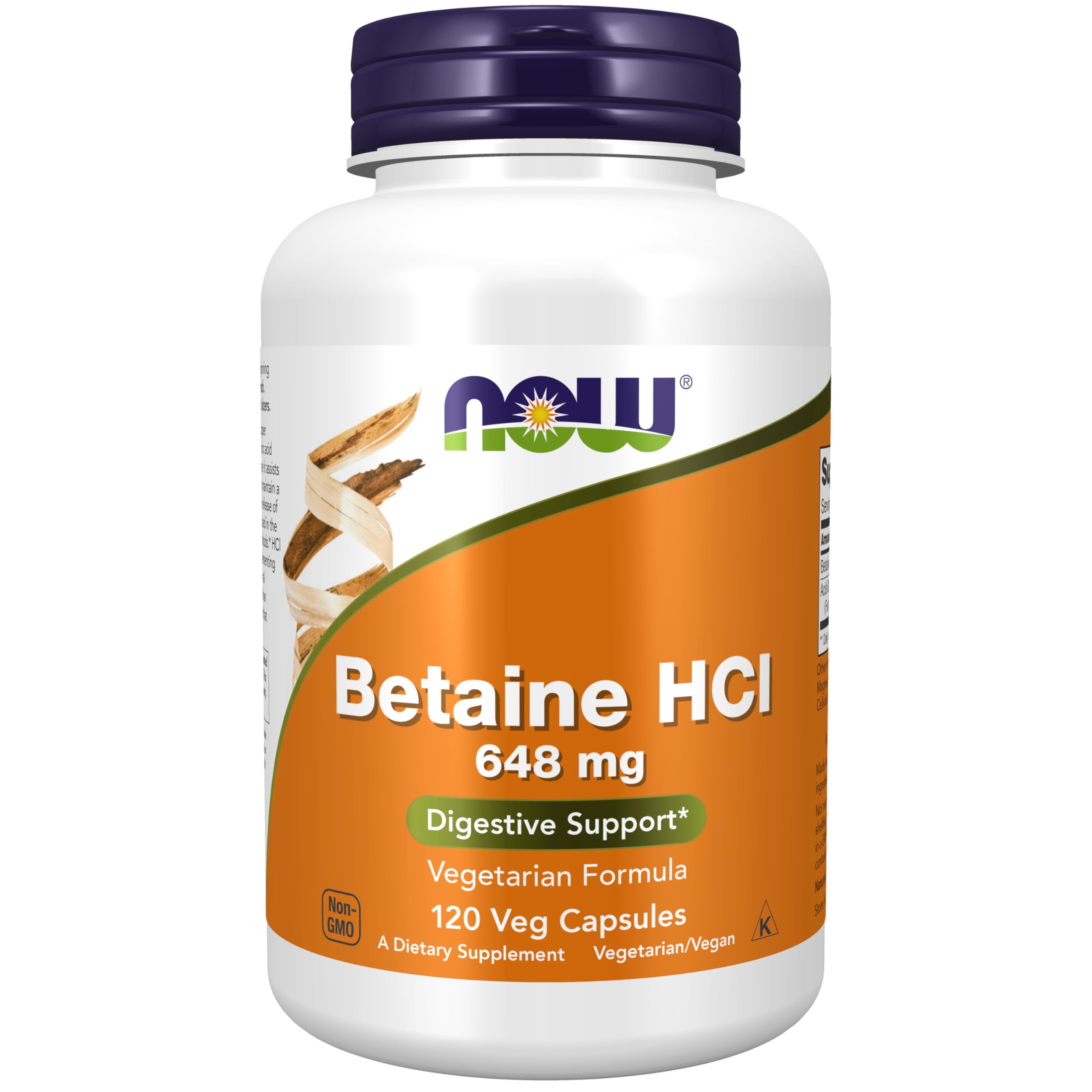 Now Betaine HCL, 648 mg, 120 Veg Capsules