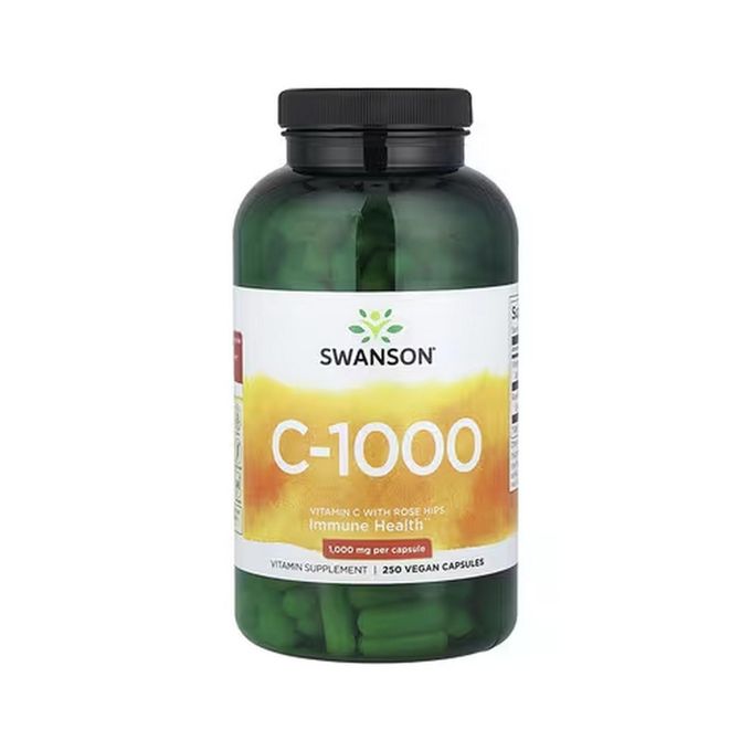 Swanson Vitamins C 1000 Vitamin C with Rosehip, 250 Vegetarian Capsules