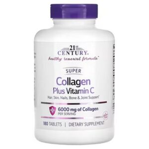 21st Century HealthCare Super Collagen with Vitamin C, 180 Tablets