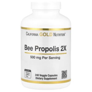 CALIFORNIA GOLD NUTRITION Bee Propolis 2X Potency, Concentrated Extract 500 mg, Equivalent to 1000 mg of Natural Propolis, Support Immune Health & Vitality*, 240 Veggie Capsules