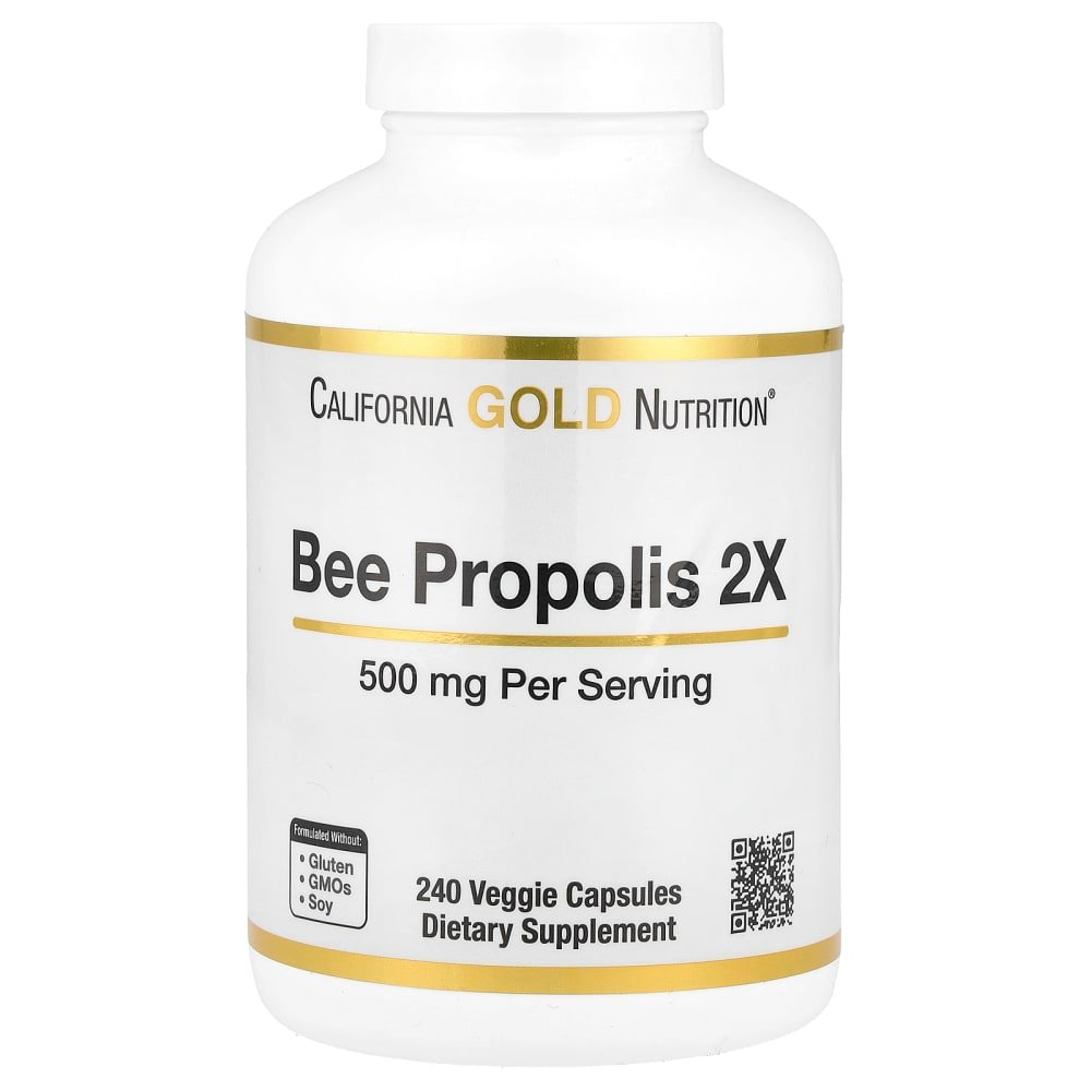 CALIFORNIA GOLD NUTRITION Bee Propolis 2X Potency, Concentrated Extract 500 mg, Equivalent to 1000 mg of Natural Propolis, Support Immune Health & Vitality*, 240 Veggie Capsules