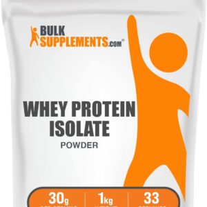 BULKSUPPLEMENTS Whey Protein Isolate Powder – Unflavored Protein Powder, Whey Isolate Protein Powder, 30g per Serving.