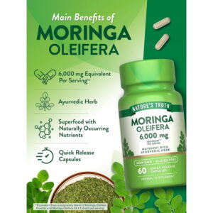 Nature's Truth Moringa Oleifera Capsule Pills - 6000mg 60 Cap
