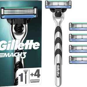 جيليت عبوات ماكينة الحلاقة الرجالية Shaving Mach3 من جيليت 4 شفرات