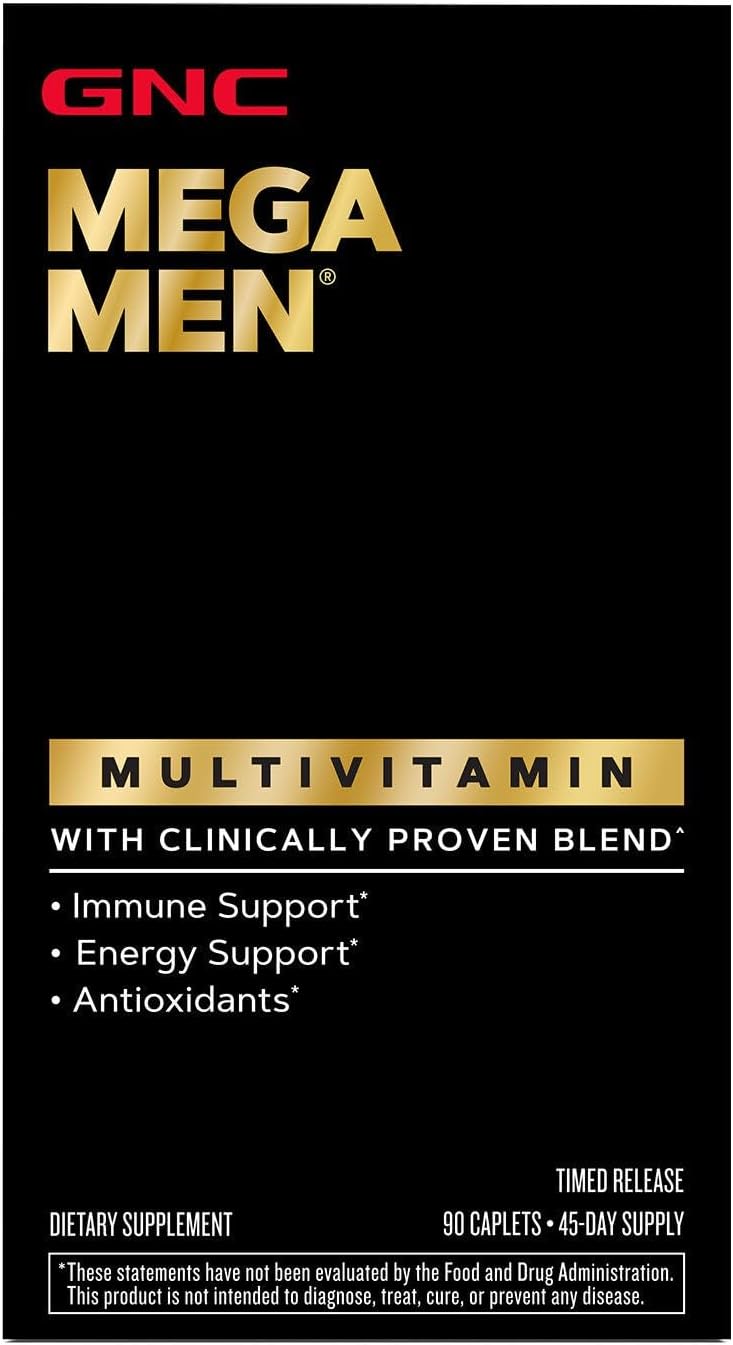 GNC Mega Men Multivitamin 90 Caplets | Clinical-Grade Support