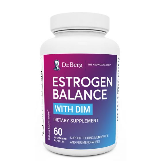 Dr. Berg’s Estrogen Balance with DIM (Diindolylmethane),Promotes Healthy Estrogen Metabolism,60Capsules دكتور بيرج ، توازن الاستروجين مع داي اندوليل ميثان لدعم مستوى هرمون الاستروجين، ولدعم صحة المرأة فى سن اليأس ، 60 كبسولة