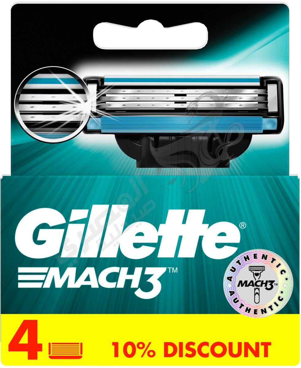 جيليت عبوات ماكينة الحلاقة الرجالية Shaving Mach3 من جيليت 4 شفرات