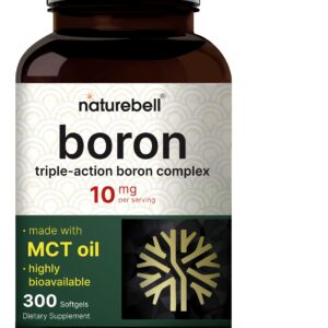 Naturebell Boron 10mg 300 Softgels with MCT Oil High Absorption