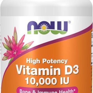 NOW Foods Vitamin D-3 10,000 IU High Potency (120 Softgels) | ناو فودز فيتامين د3 تركيز عالي