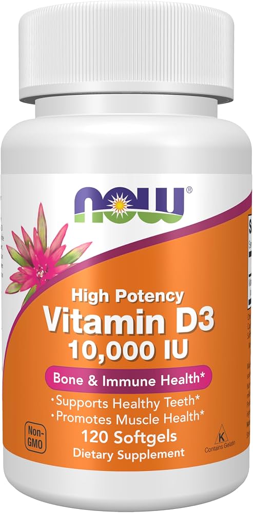 NOW Foods Vitamin D-3 10,000 IU High Potency (120 Softgels) | ناو فودز فيتامين د3 تركيز عالي