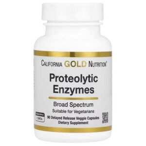 CALIFORNIA GOLD NUTRITION Proteolytic Enzymes with Fruit Derived Enzyme Blend, Rutin, Pancreatin Replacement Blend, and Serratiopeptidase 90 Delayed-Release Vegetarian Capsules