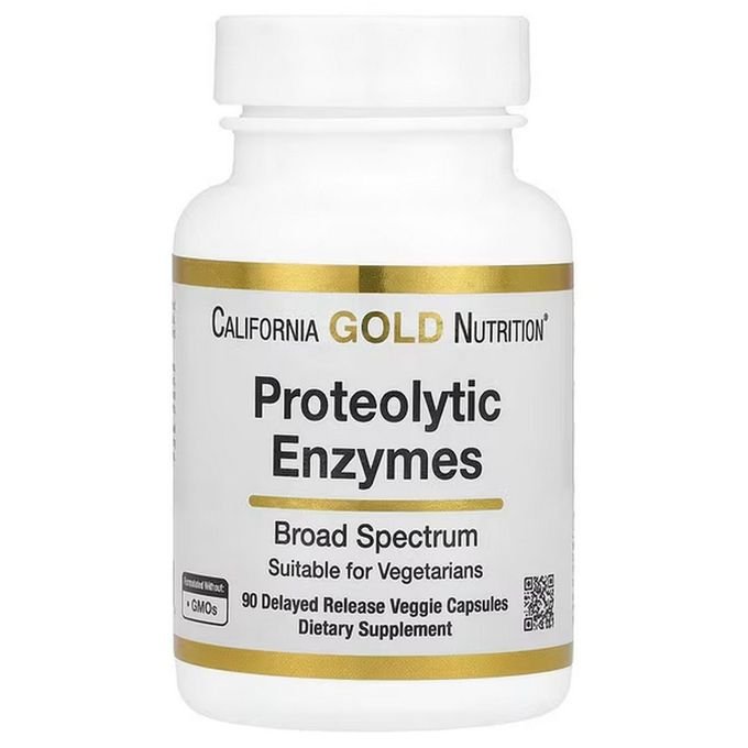 CALIFORNIA GOLD NUTRITION Proteolytic Enzymes with Fruit Derived Enzyme Blend, Rutin, Pancreatin Replacement Blend, and Serratiopeptidase 90 Delayed-Release Vegetarian Capsules