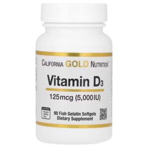 CALIFORNIA GOLD NUTRITION Vitamin D3 125 mcg 5000 IU 90 Fish Gelcaps