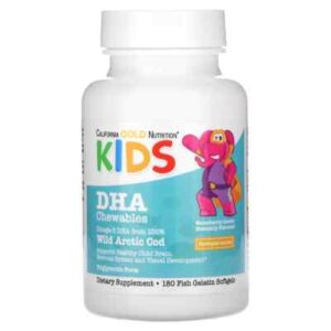 CALIFORNIA GOLD NUTRITION Children's DHA Chewables - Wild Arctic Cod, Strawberry-Lemon Flavor, 180 Fish Gelatin Softgels