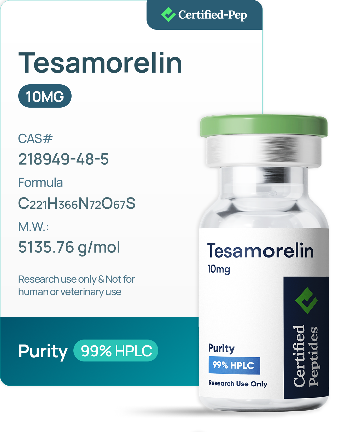 Certified-Pep Tesamorelin 10 MG | lyophilized
