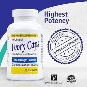 Ivory Caps Skin Enhancement Formula with Glutathione 1500 mg 60 Capsules