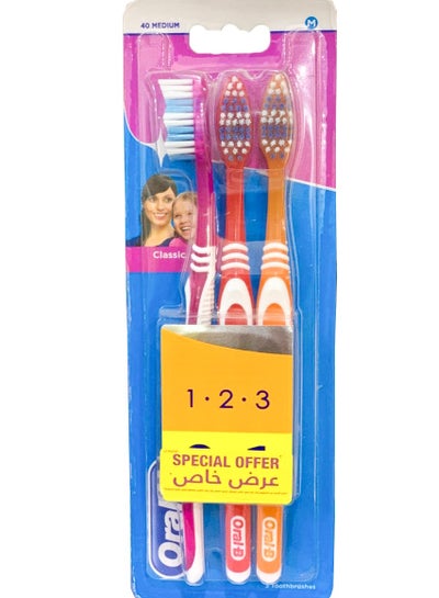 اورال-بي فرشاة أسنان كلاسيكية متوسطة الحجم من