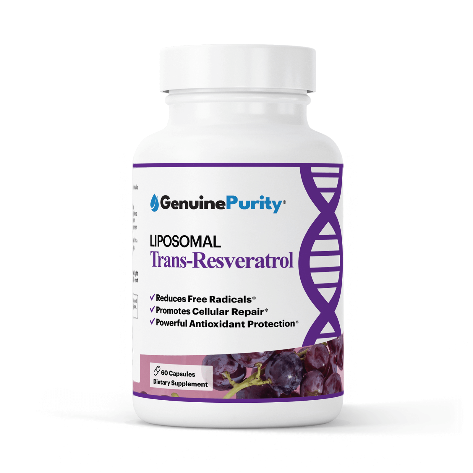 GenuinePurity™ Trans-Resveratrol 1000 mg | Supports Cardiovascular | 60 Capsules