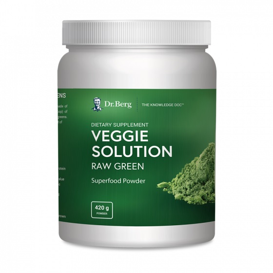 Dr Berg Veggie Solution Plain (Unflavored) محلول نباتى ، الخام الأخضر بدون طعم ، مسحوق الطعام الخارق ، 420 جرام