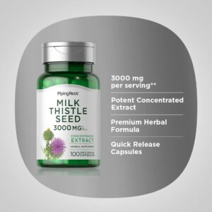 Milk Thistle 3000 mg, Liver & Detox Support, 100 Vegetarian Capsules, Herbal Supplement
