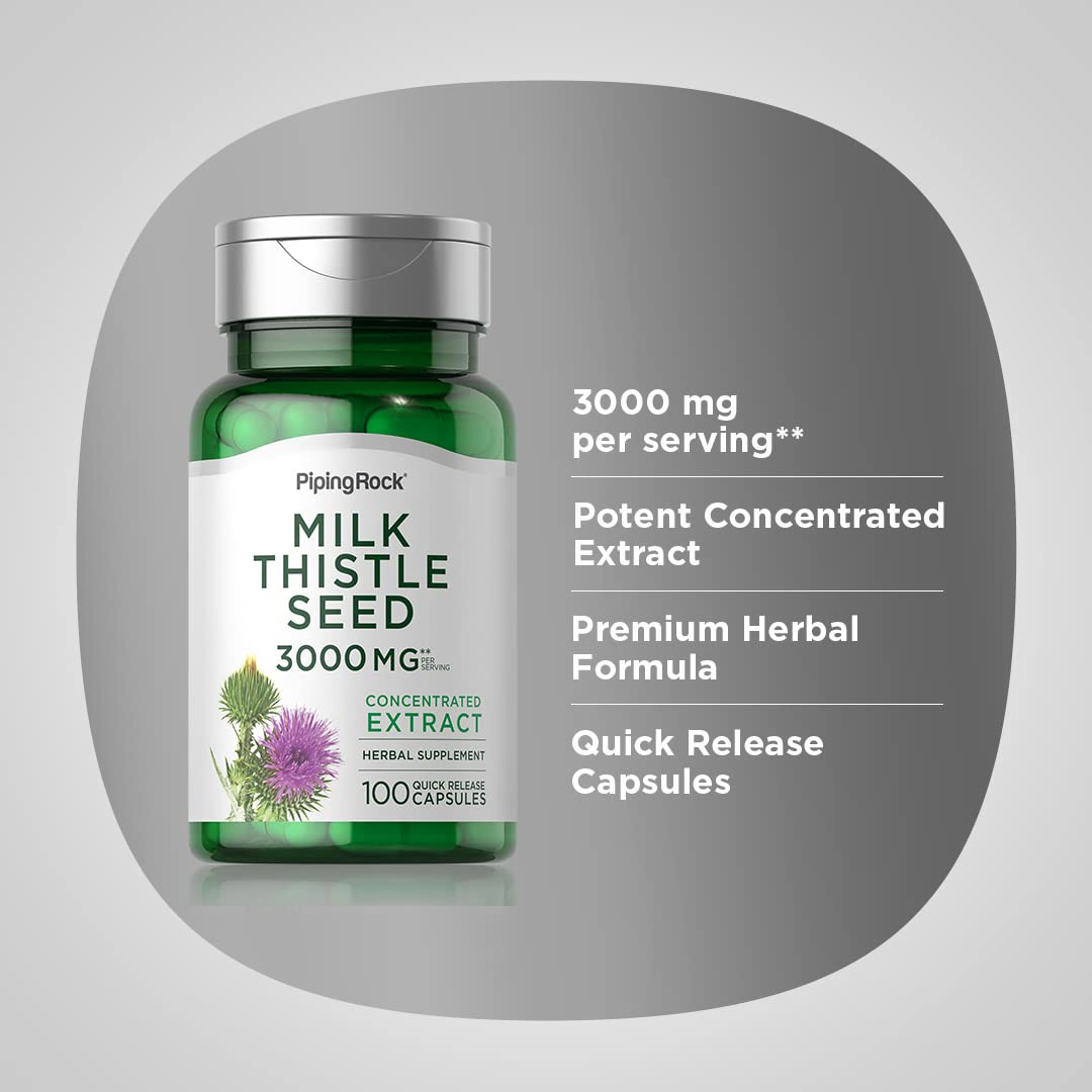 Milk Thistle 3000 mg, Liver & Detox Support, 100 Vegetarian Capsules, Herbal Supplement