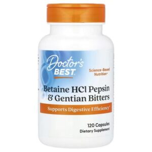 Doctor's BEST Pepsin Hydrochloride Betaine & Gentian Peters 120 Capsules